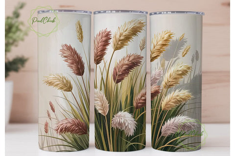 Pampas Grass 20oz Tumbler Wrap Sublimation PixelChick 