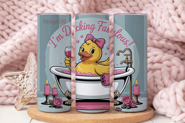 Pampered Duck 20oz Tumbler Wrap Sublimation DesignSVG 