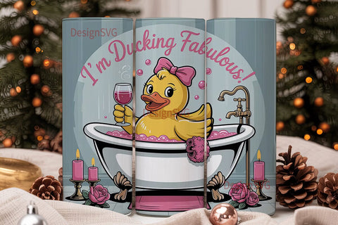 Pampered Duck 20oz Tumbler Wrap Sublimation DesignSVG 