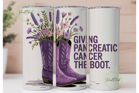 Pancreatic Cancer Floral Boots Tumbler Sublimation PixelChick 