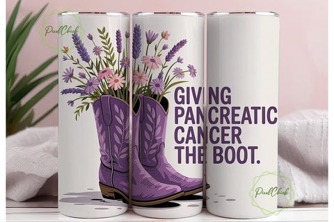 Pancreatic Cancer Floral Boots Tumbler Sublimation PixelChick 