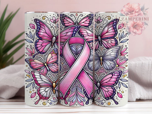 Pancreatic Cancer Pink Ribbon 20oz Tumbler, Pink Ribbon Drinkware, 20oz Sublimation Tumbler, Cancer Awareness Tumbler, Support Cancer Fighters, Custom Pink Ribbon Tumbler Sublimation Li Zamperini 