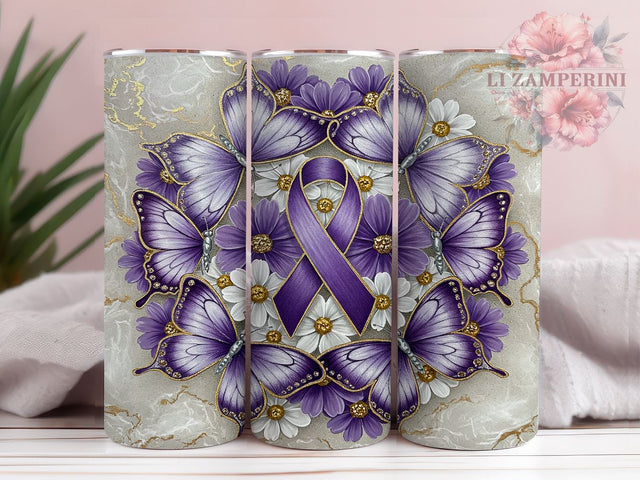 Pancreatic Cancer Purple Ribbon 20oz Tumbler, 20oz Sublimation Tumbler, Purple Ribbon Tumbler, Support Cancer Patients, Custom Awareness Tumbler, Pancreatic Awarenes Sublimation Li Zamperini 
