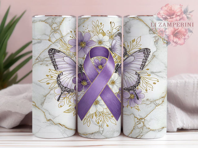 Pancreatic Cancer Purple Ribbon 20oz Tumbler, 20oz Sublimation Tumbler, Purple Ribbon Tumbler, Support Cancer Patients, Custom Awareness Tumbler, Pancreatic Awarenes Sublimation Li Zamperini 