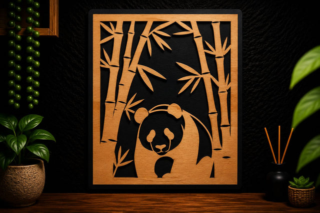 Panda Bamboo Frame Laser Cut SVG Design SVG Regulrcrative 