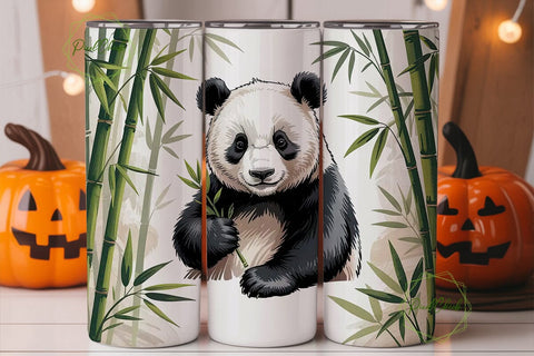 Panda Bamboo Watercolor 20oz Tumbler Sublimation PixelChick 
