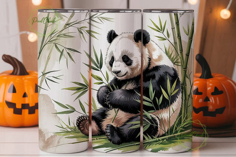 Panda Bamboo Watercolor 20oz Tumbler Sublimation PixelChick 