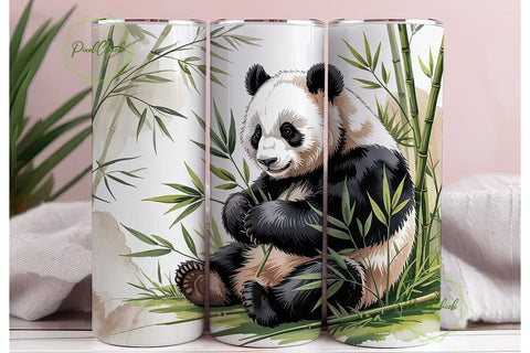 Panda Bamboo Watercolor 20oz Tumbler Sublimation PixelChick 