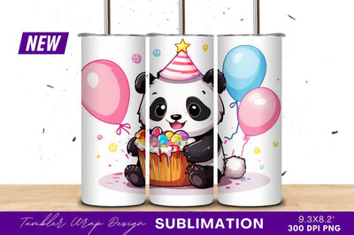 Panda Bear Birthday Party Celebration With Cake Sublimation Regulrcrative 