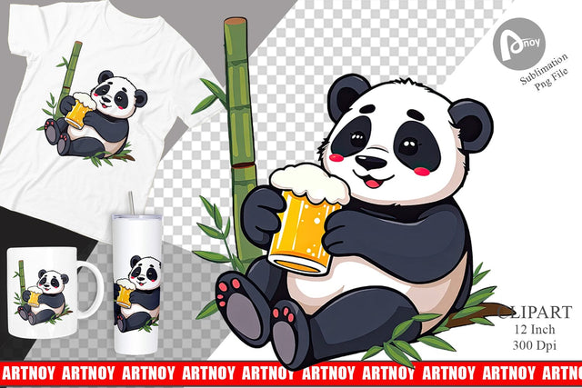 Panda Beer Day Clipart Sublimation artnoy 