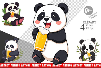 Panda Beer Day Clipart Sublimation artnoy 