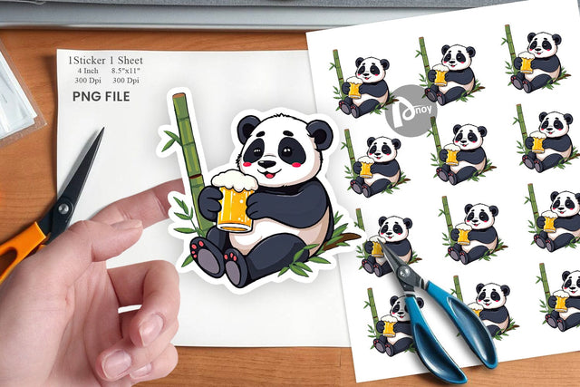 Panda Beer Day Sticker Sublimation artnoy 