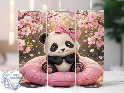 Panda Blossom 20oz Tumbler, Panda Motif, Blossom Design, Whimsical Style, Nature Charm, Playful Theme, 20oz Wrap, Sublimation Tumbler Sublimation ToriDesigns 