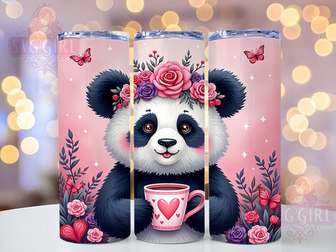 Panda Bubble Tea Cute Animal Boba Asian Tumbler, Bubble Tea Drinkware, 20oz Sublimation Wrap, Cute Animal Cup, Boba Tea Gift, Asian Inspired Tumbler, Whimsical Panda Decor Sublimation SvggirlplusArt 