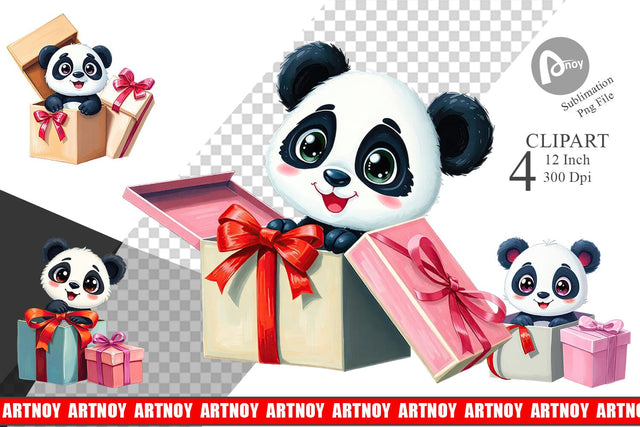 Panda Clipart Gift Sublimation artnoy 