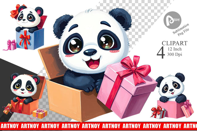 Panda Clipart Gift Sublimation artnoy 