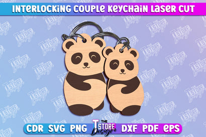 Panda Couple Keychain | Interlocking Couple Keychain Design | CNC Files SVG The T Store Design 