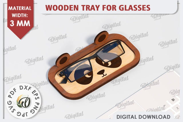 Panda Eyeglass Holder Laser Cut. Animal Eyeglass Tray SVG SVG Evgenyia Guschina 