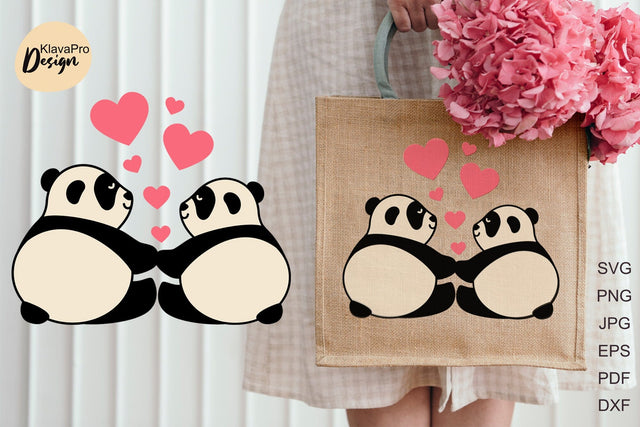 Panda Love SVG | Two Pandas layered cut file SVG Klava P 