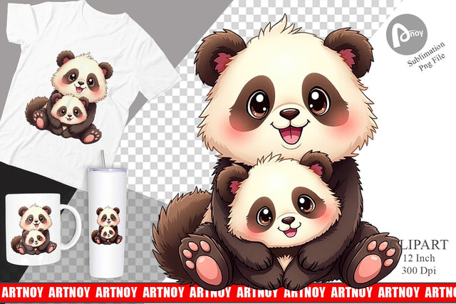 Panda Mother's Day Clipart Sublimation artnoy 
