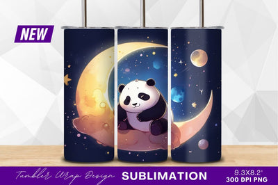 Panda on moon dreamy celestial night illustration Sublimation Regulrcrative 