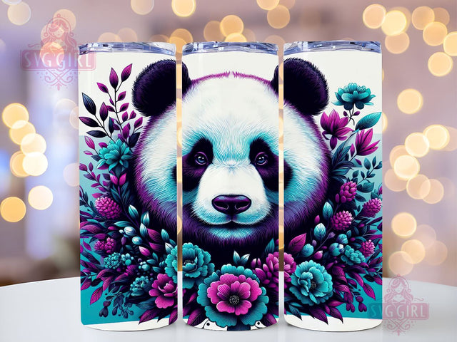 Panda Vibrant Tumbler Wrap PNG, Purple Turquoise Floral 20oz Tumbler Wrap Sublimation Design, Straight Tapered Tumbler Wrap, Tumbler Png, Instant Digital Download Sublimation SvggirlplusArt 