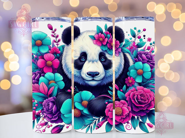 Panda Vibrant Tumbler Wrap PNG, Purple Turquoise Floral 20oz Tumbler Wrap Sublimation Design, Straight Tapered Tumbler Wrap, Tumbler Png, Instant Digital Download Sublimation SvggirlplusArt 