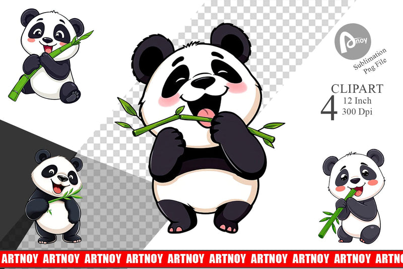 Panda with Bamboo Clipart Sublimation artnoy 