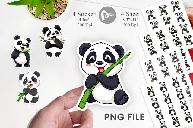Panda with Bamboo Sticker Sublimation artnoy 