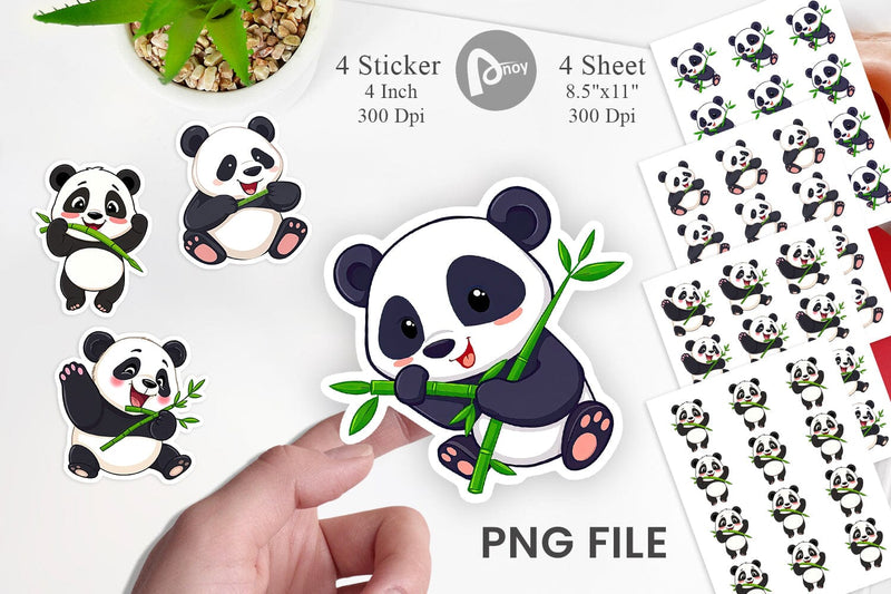 Panda with Bamboo Sticker Sublimation artnoy 