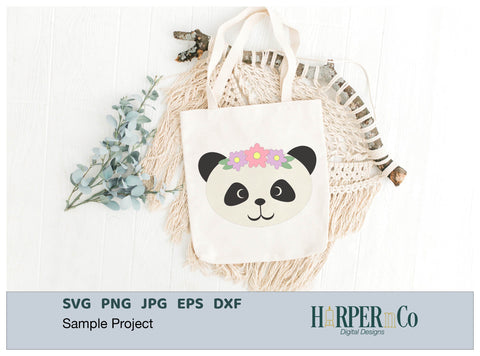 Panda with Bows and Flowers SVG PNG Cut EPS File SVG HarperNCo 