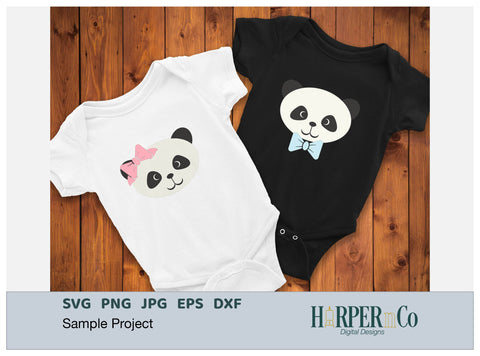 Panda with Bows and Flowers SVG PNG Cut EPS File SVG HarperNCo 