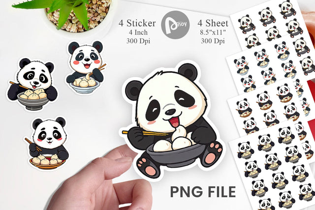Panda with Dumplings Sticker Sublimation artnoy 