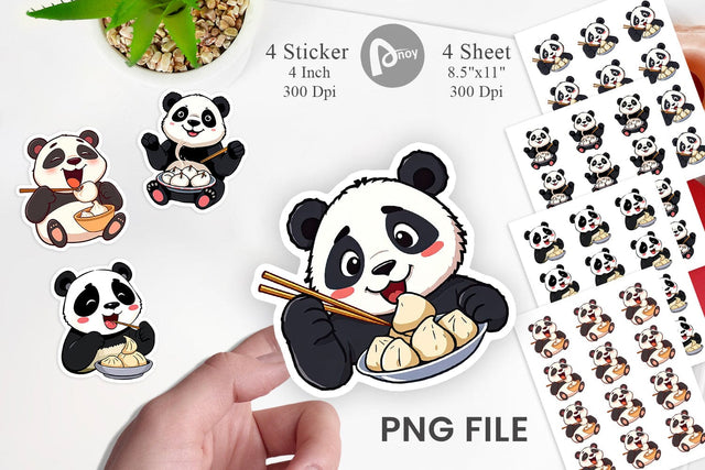 Panda with Dumplings Sticker Sublimation artnoy 
