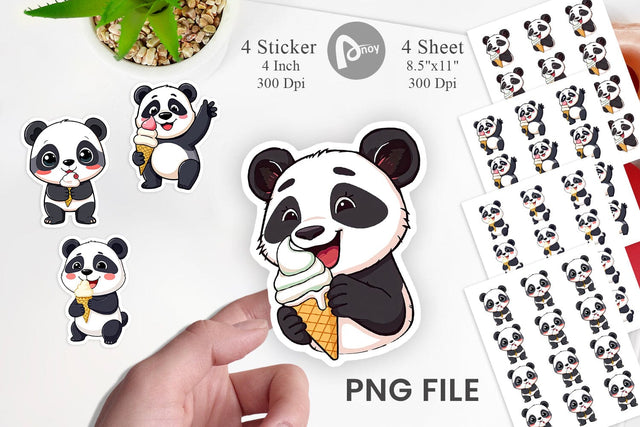 Panda with Ice Cream Sticker Sublimation artnoy 