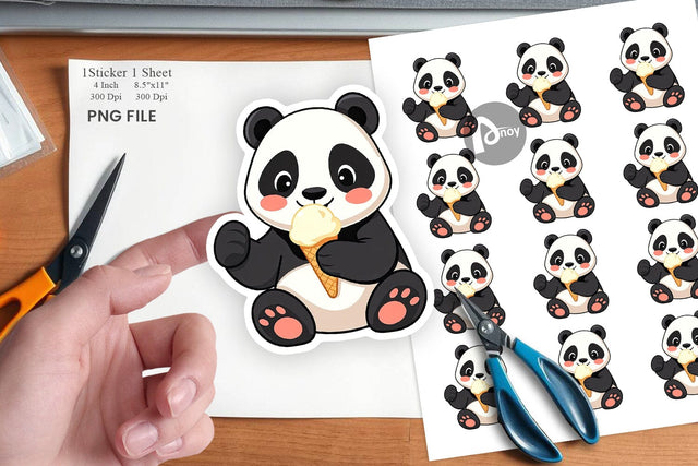Panda with Ice Cream Sticker Sublimation artnoy 