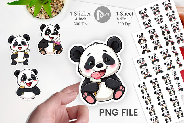 Panda with Ice Cream Sticker Sublimation artnoy 