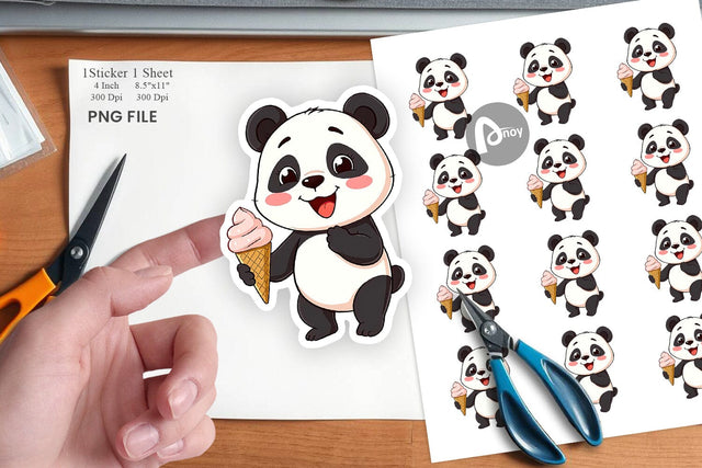 Panda with Ice Cream Sticker Sublimation artnoy 