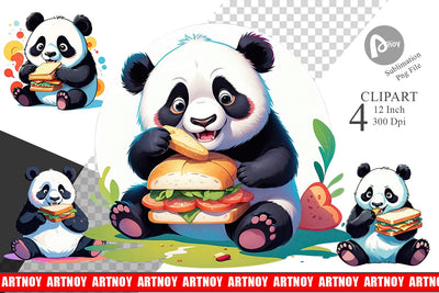 Panda with Sandwich Clipart Sublimation artnoy 