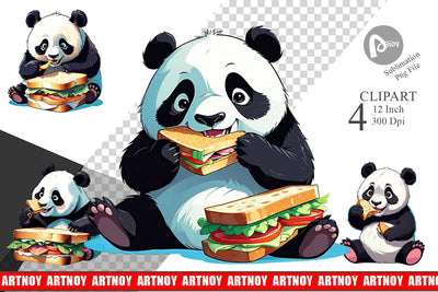 Panda with Sandwich Clipart Sublimation artnoy 