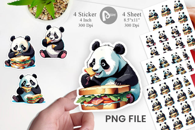 Panda with Sandwich Sticker Sublimation artnoy 