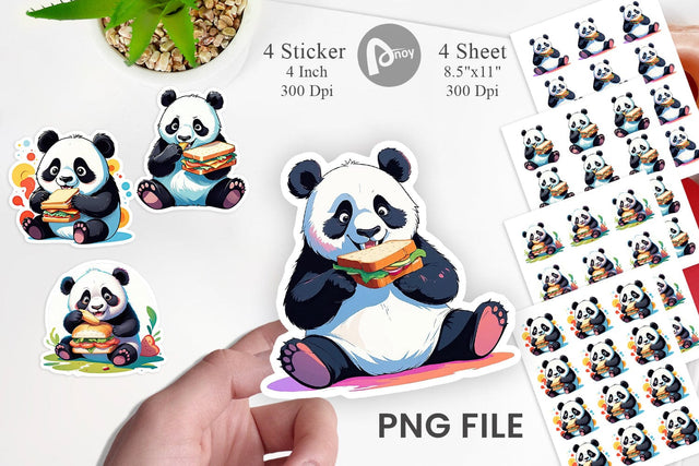 Panda with Sandwich Sticker Sublimation artnoy 