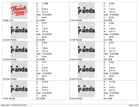Panda Word Embroidery Design – Cute Panda Face Typography Animal Machine Embroidery File Embroidery/Applique DESIGNS PatternFeed8 