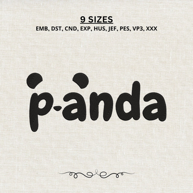 Panda Word Embroidery Design – Cute Panda Face Typography Animal Machine Embroidery File Embroidery/Applique DESIGNS PatternFeed8 
