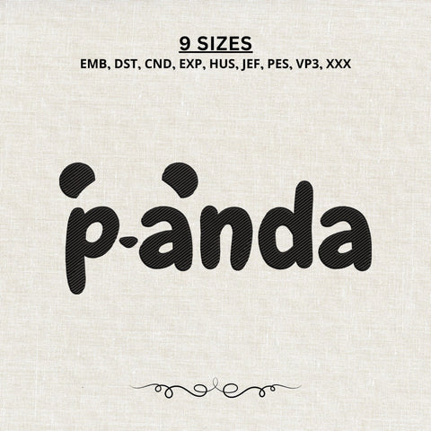 Panda Word Embroidery Design – Cute Panda Face Typography Animal Machine Embroidery File Embroidery/Applique DESIGNS PatternFeed8 