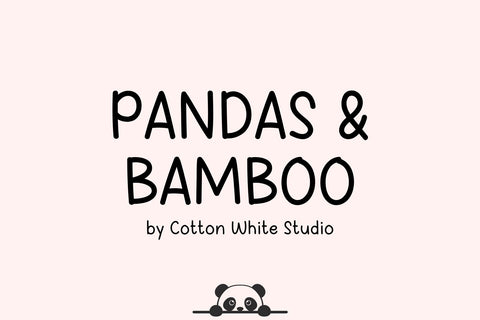 Pandas and Bamboo Font Cotton White Studio 