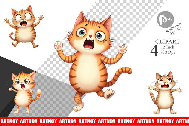 Panic Cat Clipart Sublimation artnoy 