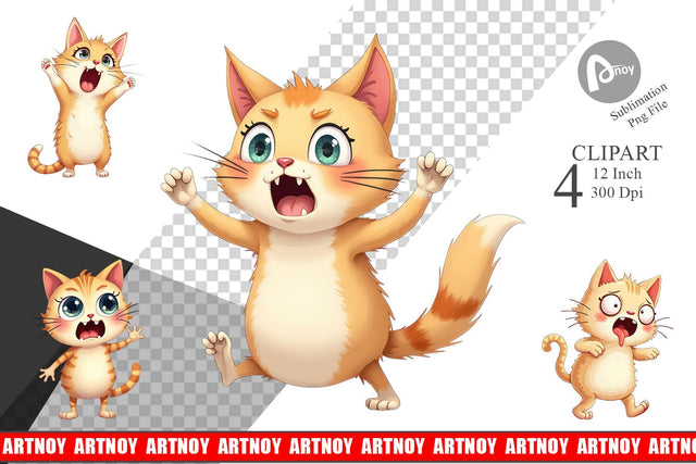 Panic Cat Clipart Sublimation artnoy 