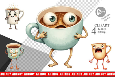Panic Coffee Clipart Sublimation artnoy 