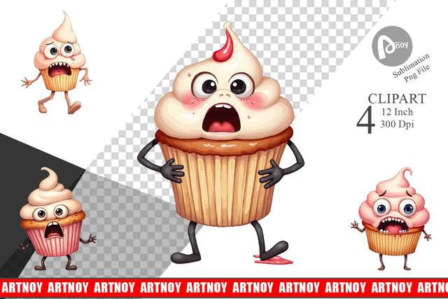 Panic Cupcake Clipart Sublimation artnoy 